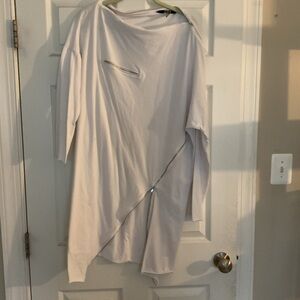 Women’s Asymmetric Zip-Detail Long Sleeve Top - White